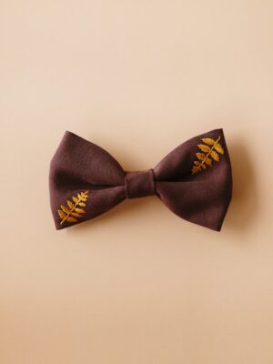 Spinka do włosów z kokardą z tencelu w kolorze gorzkiej czekolady