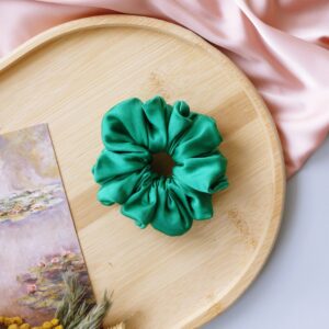 gumka do włosów scrunchie z satyny zieleń