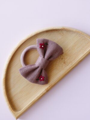 Gumka do włosów z kokardą z lnu