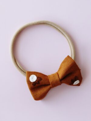 Lniana haftowana opaska bezuciskowa dla dziewczynki