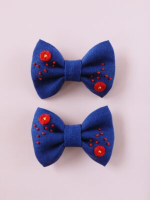 spinki do włosów kokardki haftowane